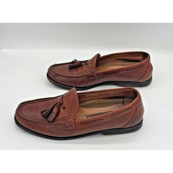 Johnston & Murphy Brown Leather Slip on Tassel Loafers Italy 20-0516 Mens 9M VGC - Picture 5 of 7